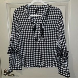 J. Crew B&W Ruffle Blouse
